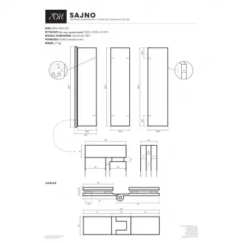 Parawan nawannowy 3-panelowy składany SAJNO 120cm biały - AD Naturalnie